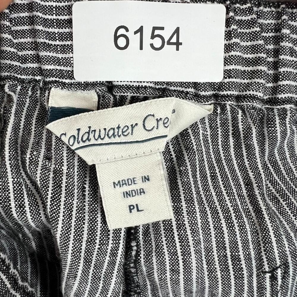 Coldwater Creek Women's Pants Size PL Linen Blue Striped Cropped Beachy Nautical - Picture 7 of 12